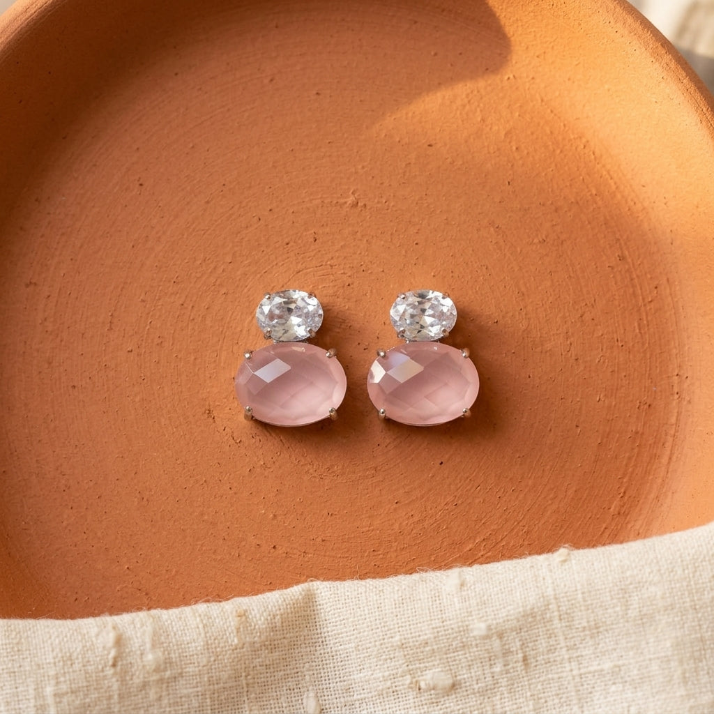 Crystal Star Stud Earrings for Women | Gold Plated Round Crystal Fashion Earrings