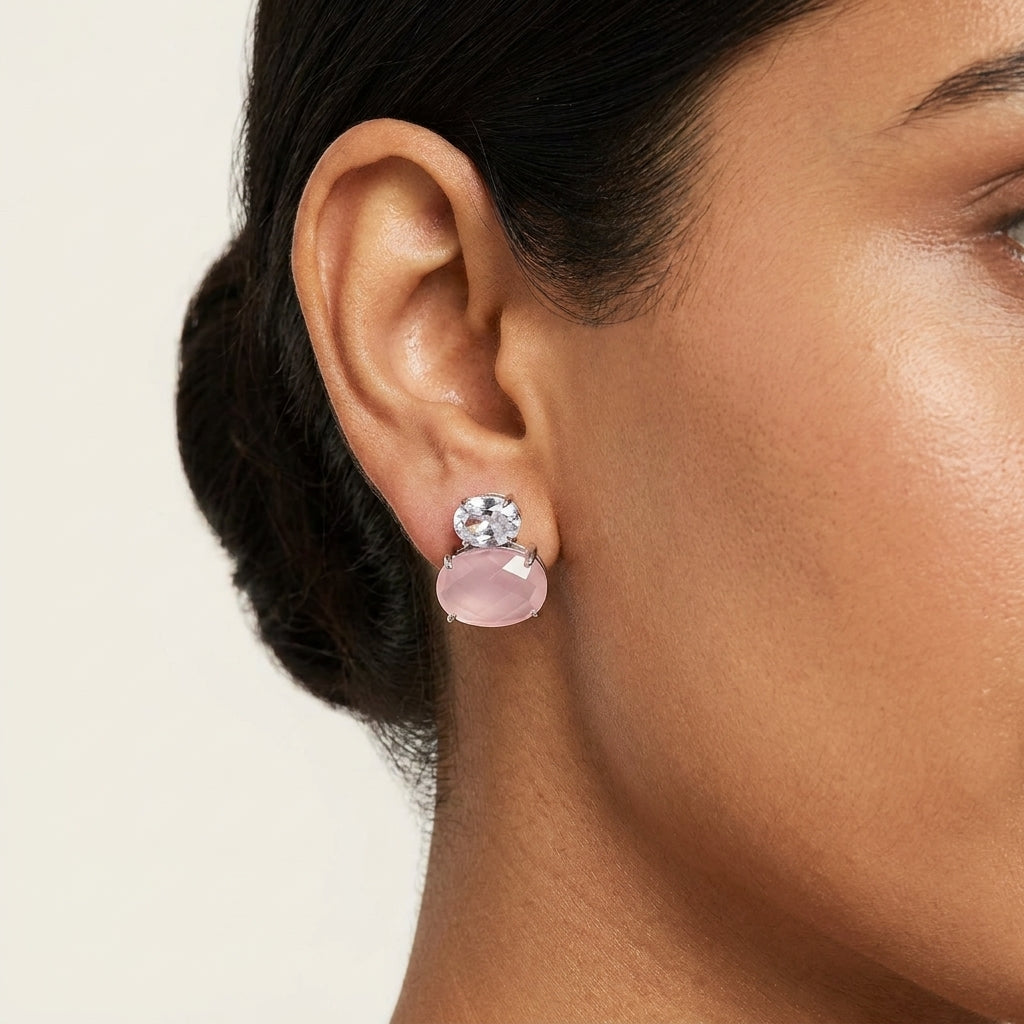 Crystal Star Stud Earrings for Women | Gold Plated Round Crystal Fashion Earrings