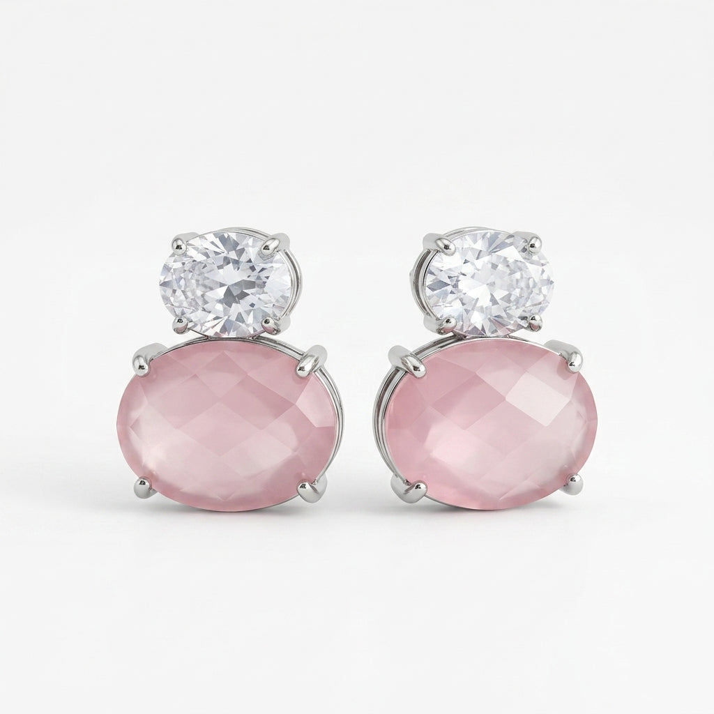Crystal Star Stud Earrings for Women | Gold Plated Round Crystal Fashion Earrings