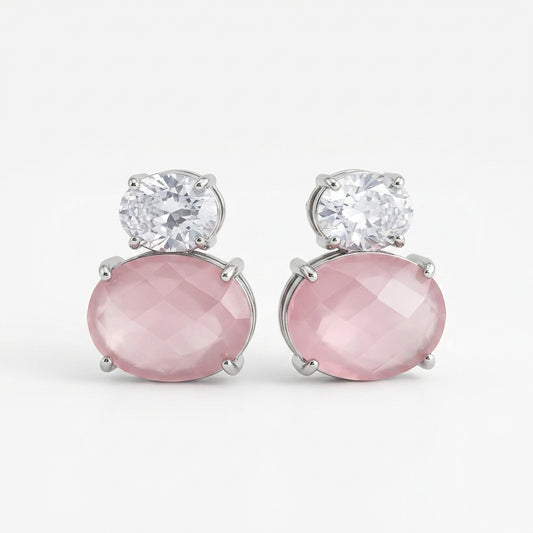 Crystal Star Stud Earrings for Women | Gold Plated Round Crystal Fashion Earrings