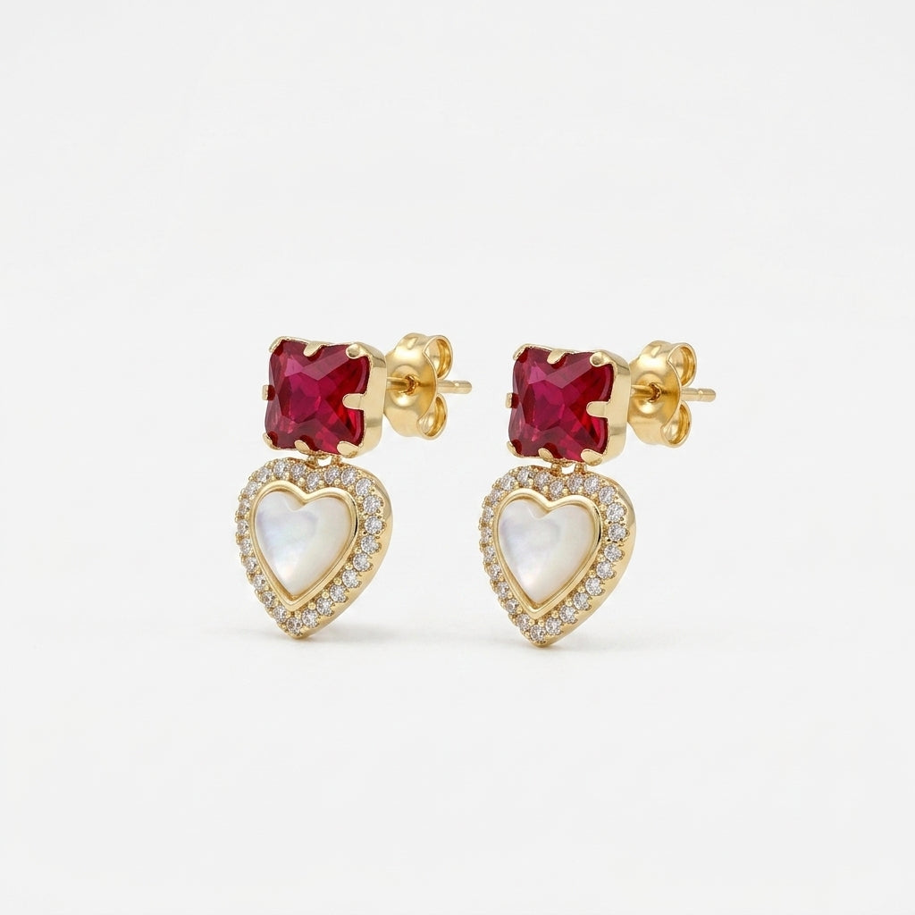Butterfly Heart Earrings for Women | Gold Plated Party Wear Crystal Earrings