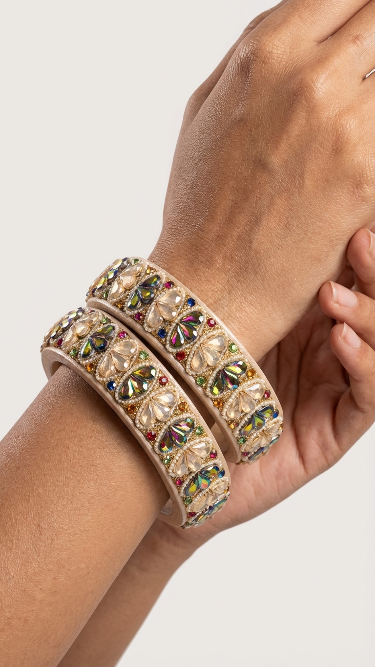 Rajasthani Traditional Multi Colour Lac Kada Bangles For Women & Girl With Latest Kundan Design