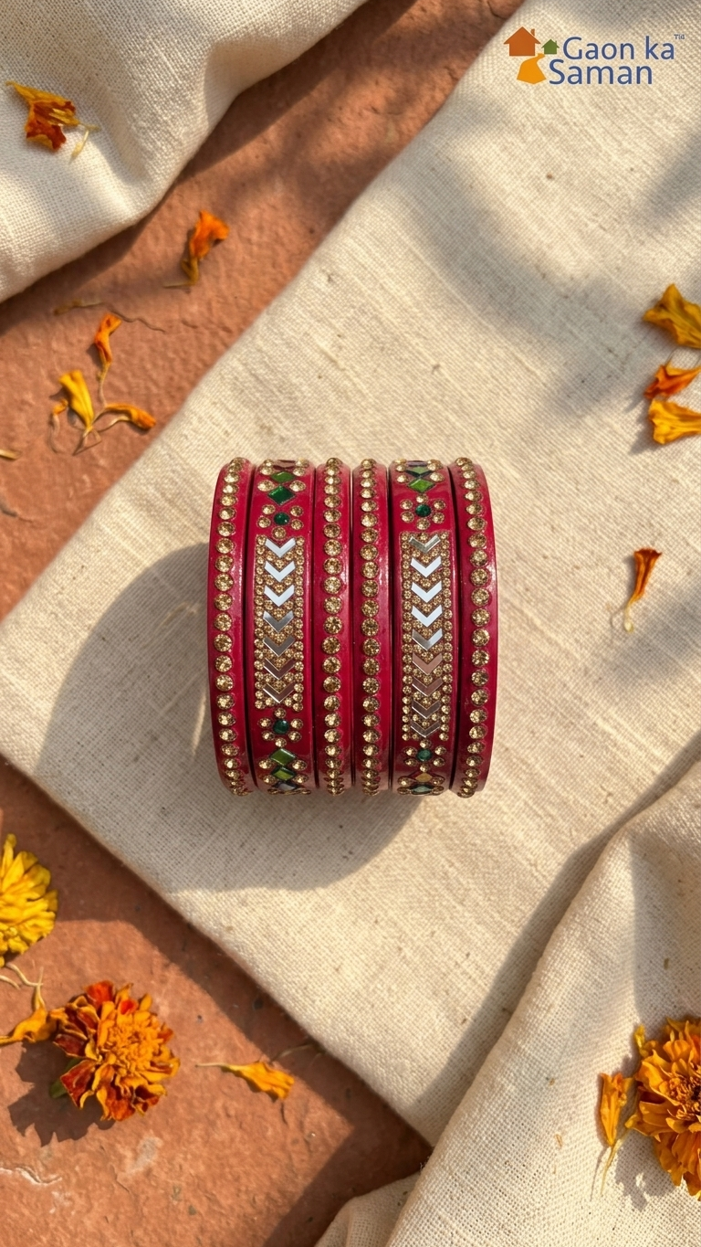 Latest Pure Lac Kundan Chura For Women ( Pack Of 6)