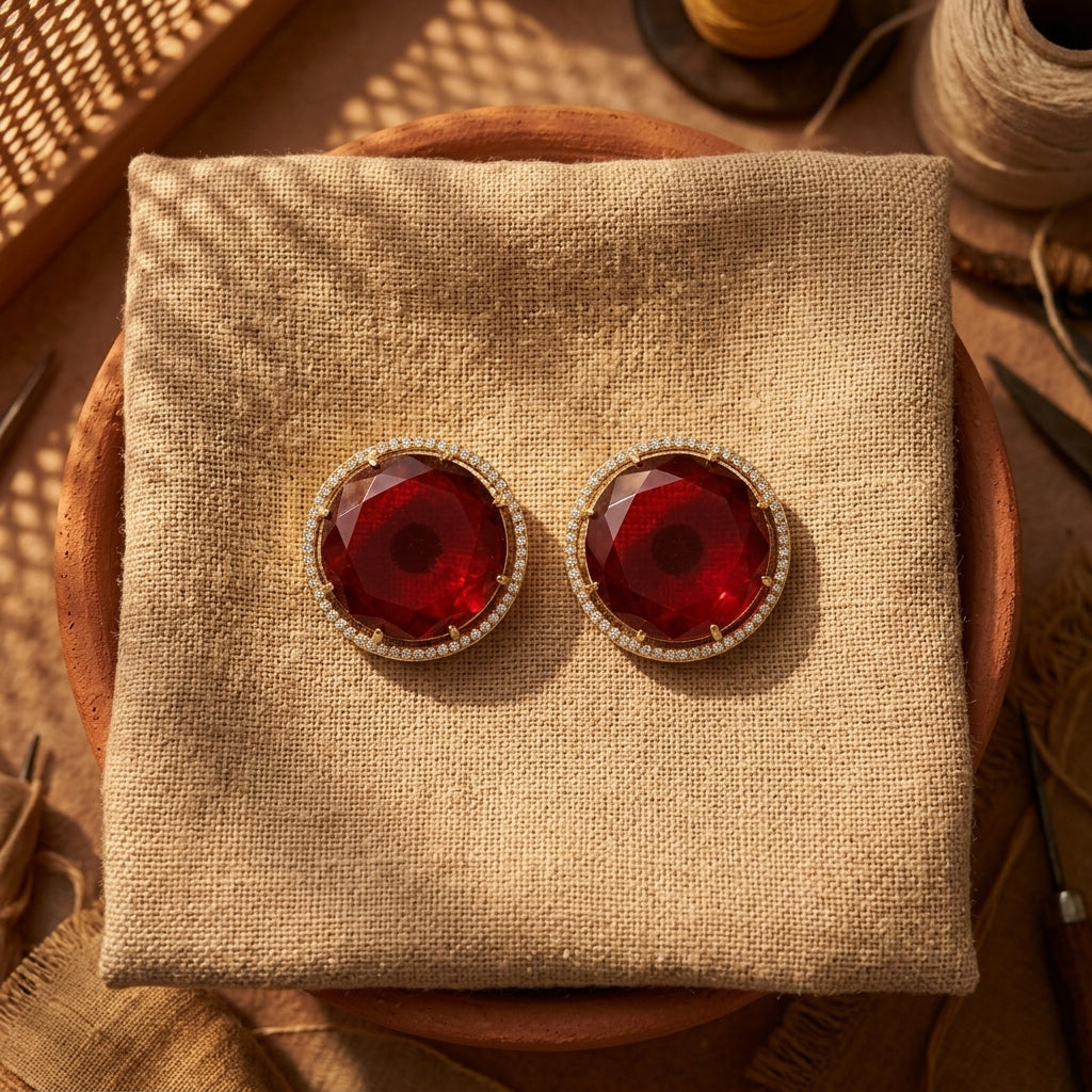 Round AD Stud Earrings for Women & Girls