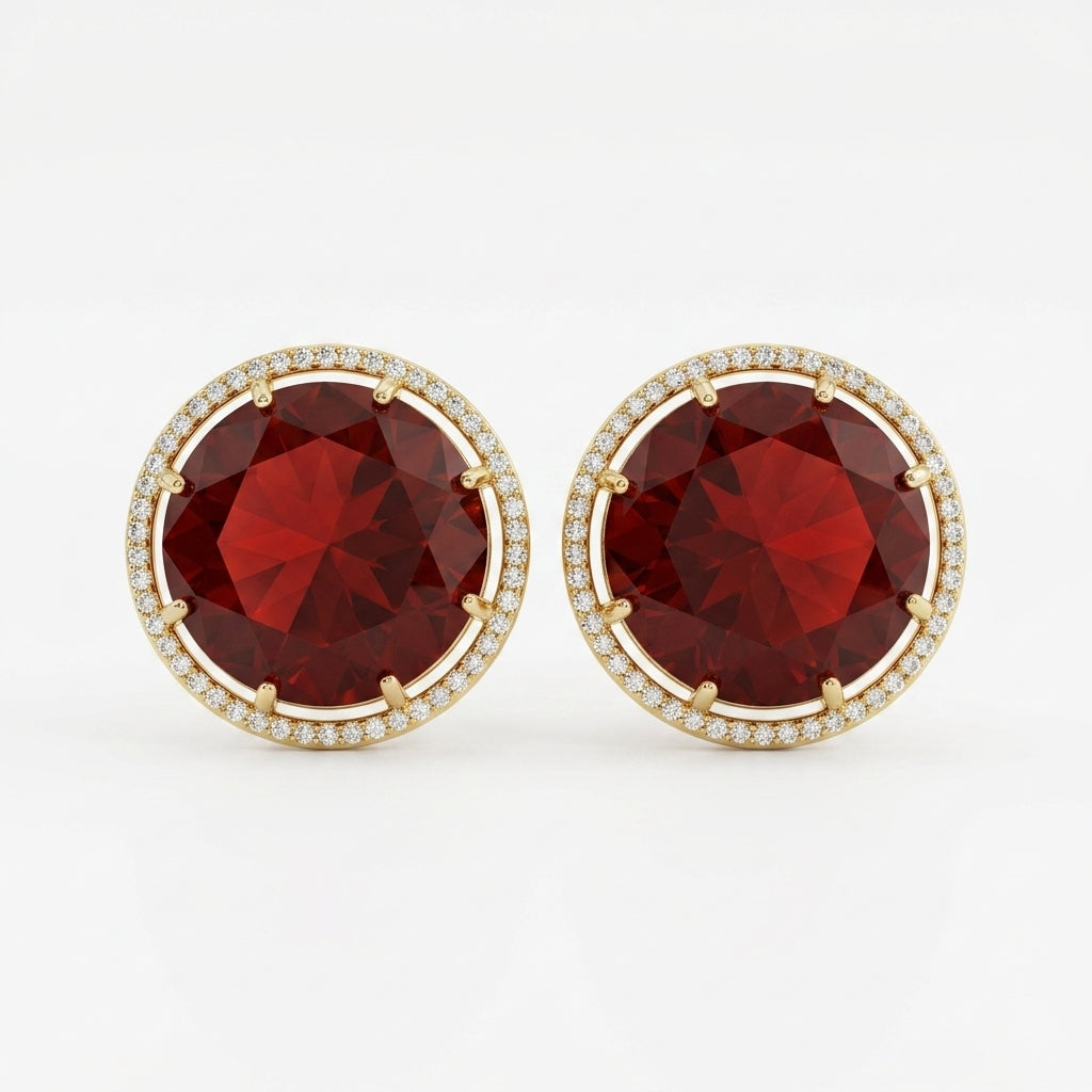 Round AD Stud Earrings for Women & Girls